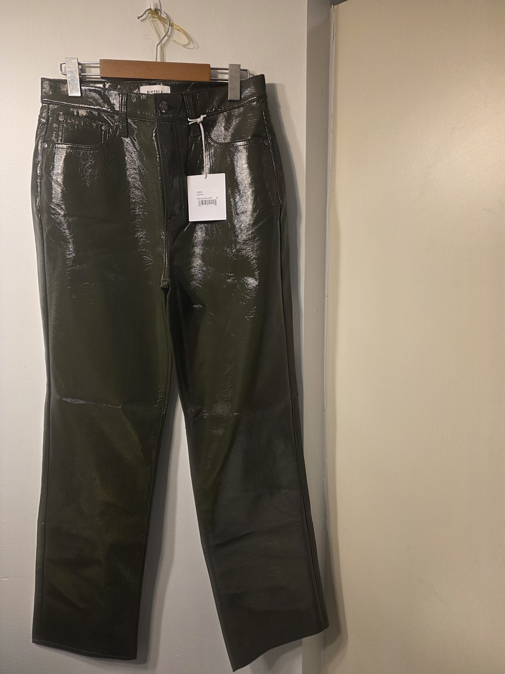 pistola Olive High-Shine Straight-Leg Pants